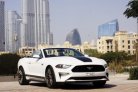 White Ford Mustang EcoBoost Convertible V4 2019 for rent in Dubai 1